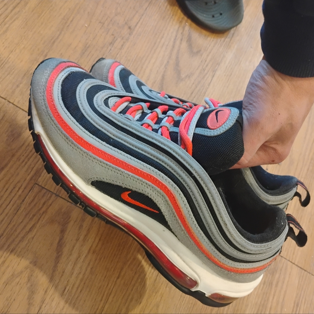 Nike Air Max 97 Wolf Gray and  Radiant Red Sneakers Sz9